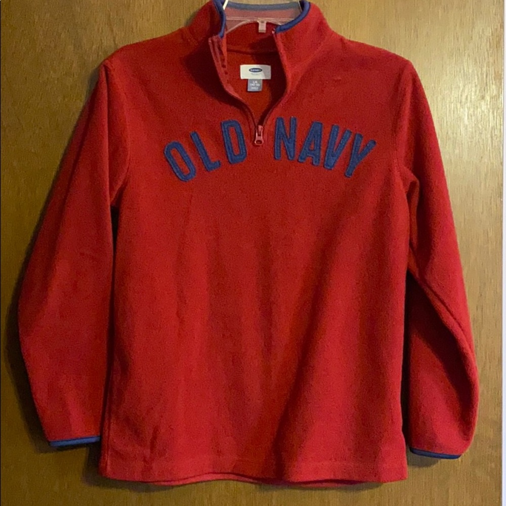 OLD NAVY Logo Red boys Large 1/4 zip fleece